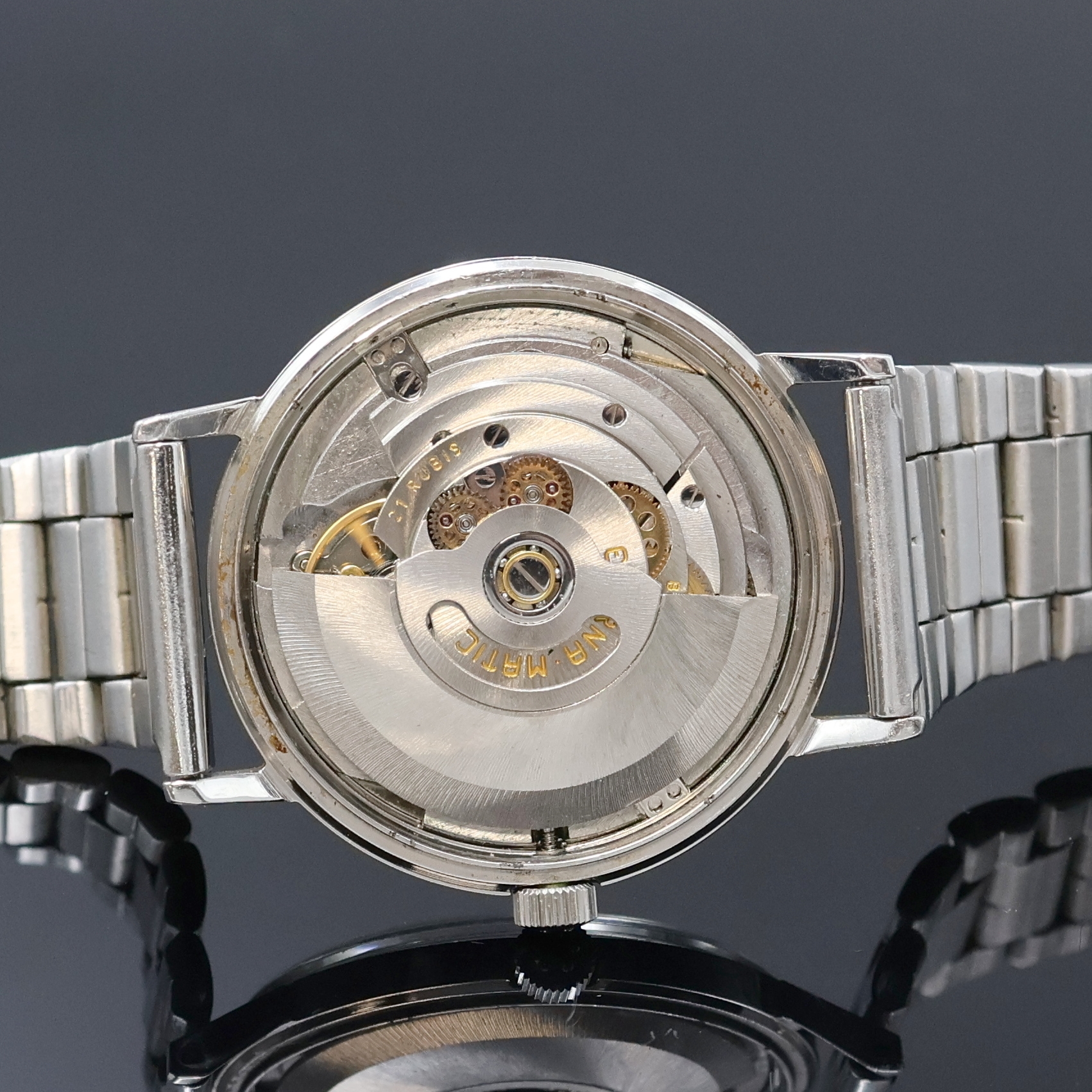 Detail e: ETERNA MATIC 2000 Centenaire Armbanduhr in Stahl Referenz 144T, Schweiz um 1965, Automatik, 2-teil. Geh., Boden aufgedr., Krone orig., vern. Werk, ...