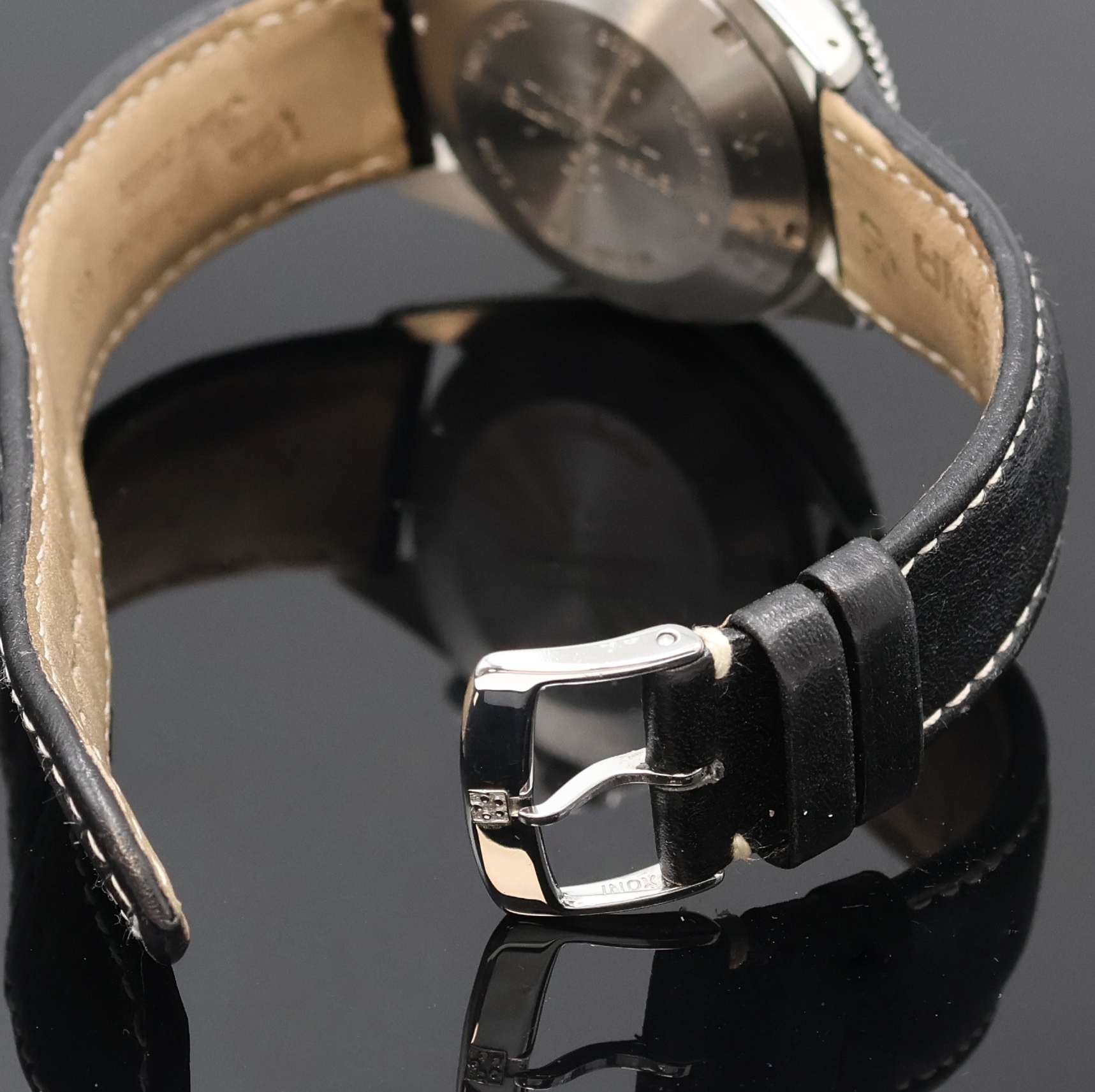 Detail c: ETERNA MATIC Air-Force III Armbandchronograph in Stahl Referenz 674.8408.41, Automatik, Schweiz um 2000, Boden und Krone verschr., schwarzes ...