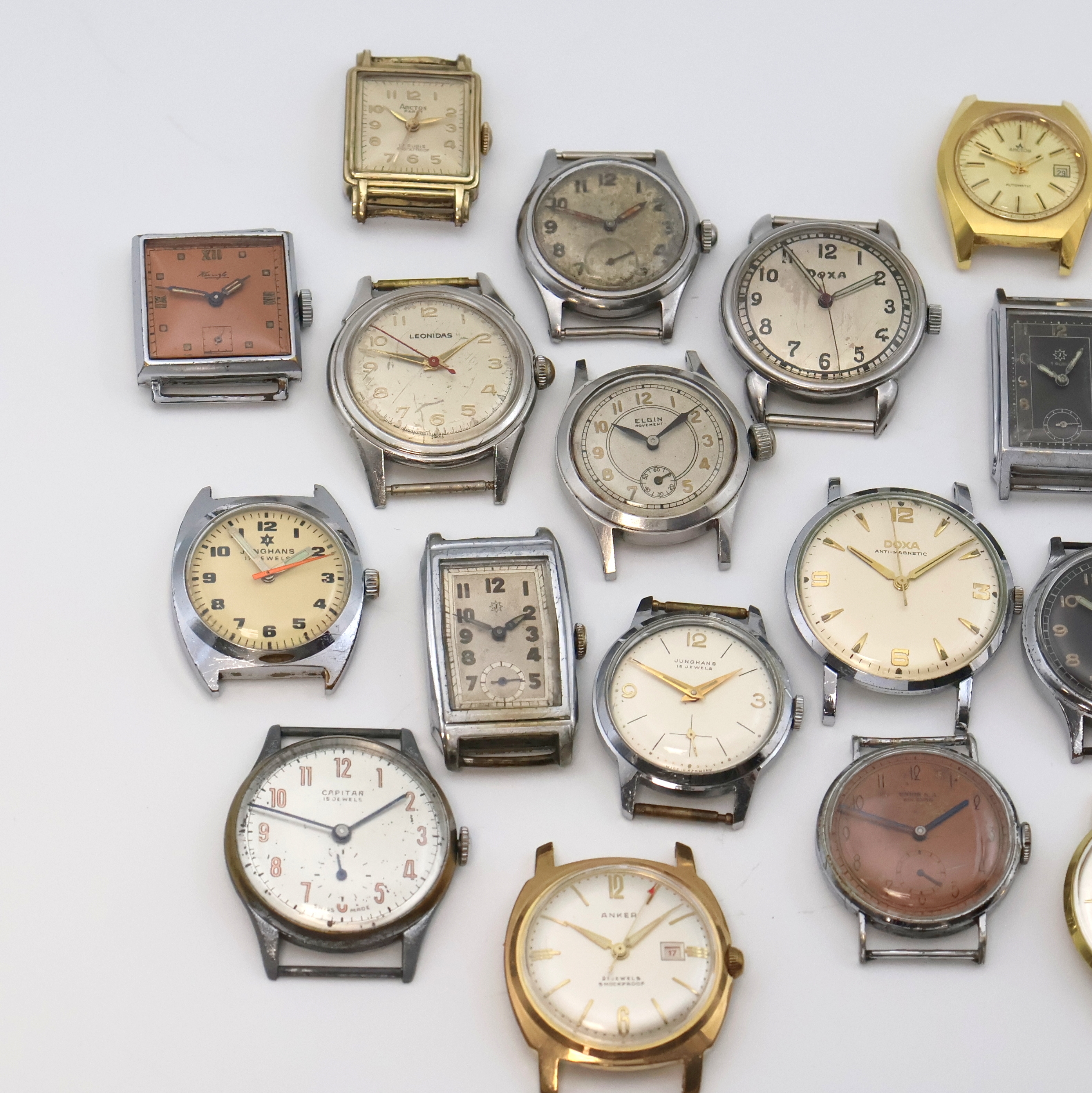 Detail a: 20 Armbanduhren verschiedener Marken, USA/ Schweiz/Deutschland um 1935 - 1970, 1 x Automatik, 19 x Handaufzug, 4 Stahlgeh., davon 3 verschr., 11 x ...