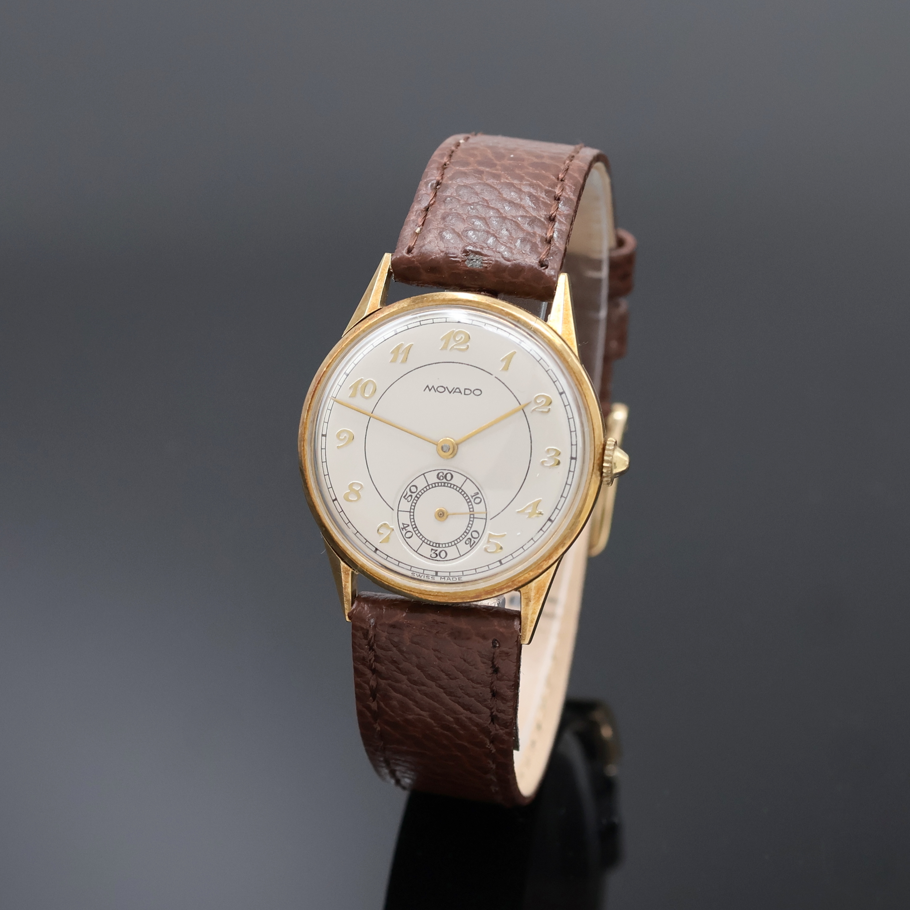 Image 27059094 - MOVADO Armbanduhr in GG 375/000, Schweiz um 1935, Handaufzug, 3-tlg. Geh., Boden u. ...