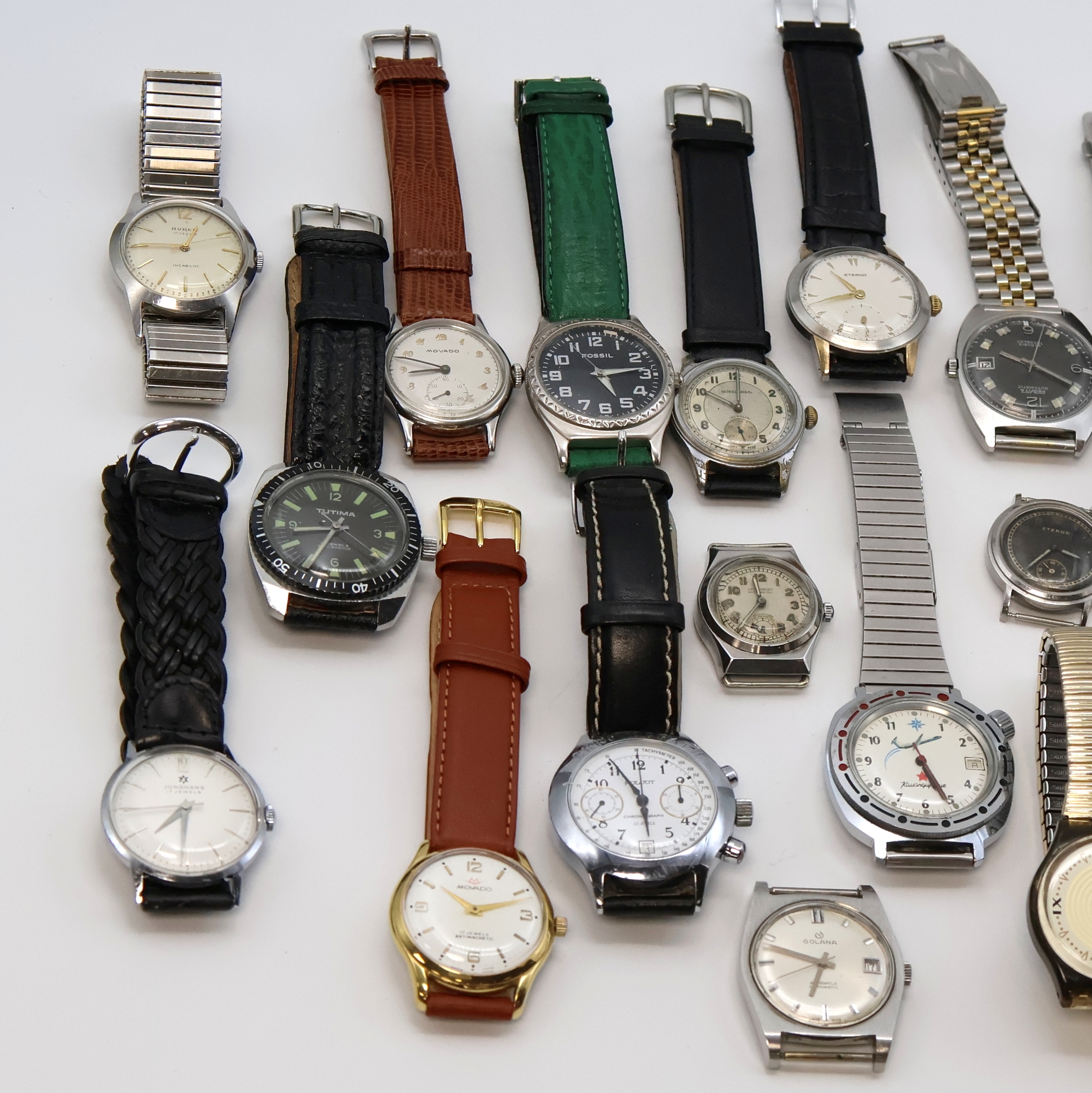 Detail a: 20 Armbanduhren verschiedener Marken, Schweiz/Deutschland/UDSSR,Japan um 1930 - 1990, 15 x Handaufzug, 3 x Automatik, 2 x Quarz, 13 Stahlgeh., davon ...