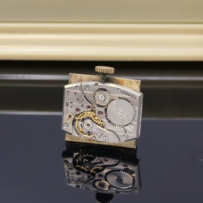 27059052f - HAMILTON 14k yellow gold wristwatch, USA around 1950, two-piece construction, rectangular ...