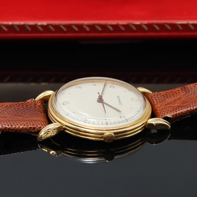 27059053b - MOVADO Armbanduhr in GG 750/000, Schweiz um 1940, Handaufzug, 3-teil. Geh. mit ausgef. ...