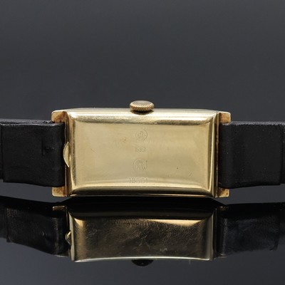 27059055c - LACO rechteckige Armbanduhr in GG 585/000, Deutschland um 1935, Handaufzug, 2-teil. ...