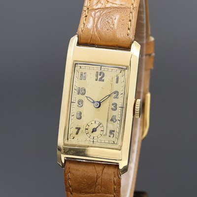 27059058a - LACO rechteckige Armbanduhr in GG 585/000, Deutschland um 1940, Handaufzug, 2-teil. ...
