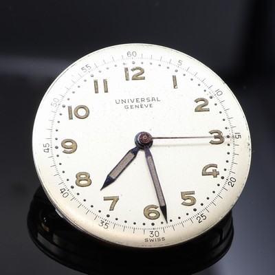 27059060g - UNIVERSAL GENEVE Armbanduhr in Stahl, Schweiz um 1940, Handaufzug, 2-teil. Geh., Boden ...