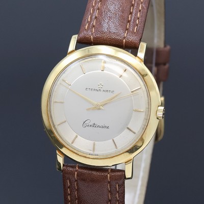 27059063a - ETERNA MATIC Centenaire Herrenarmbanduhr in GG 585/000, Schweiz um 1960, Automatik, 2- ...
