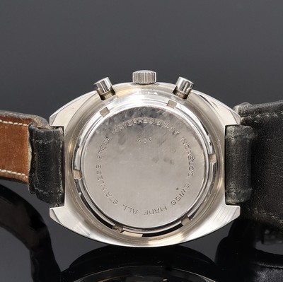 27059074c - DUGENA Armbandchronograph in Stahl, Schweiz um 1970, Handaufzug, Edelstahlgeh., Boden ...