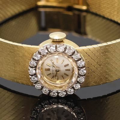 27059079a - ETERNA Diamant-besetzte Damenarmbanduhr in GG 750/000 Referenz 706LSEN, Schweiz um 1960, ...