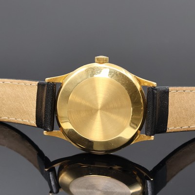 27059080c - IWC Herrenarmbanduhr in GG 750/000, Schweiz um 1962, Automatik, 3-teil. Geh., Boden und ...