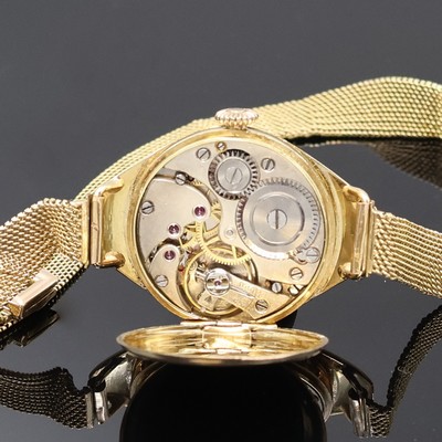 27059083f - Frühe Damenarmbanduhr in GG 585/000 am GG 585/000 Milanaiseband, Schweiz um 1915, ...