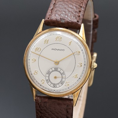 27059094a - MOVADO Armbanduhr in GG 375/000, Schweiz um 1935, Handaufzug, 3-tlg. Geh., Boden u. ...