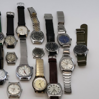 27059098b - 20 Armbanduhren verschiedener Marken, Schweiz/Deutschland/UDSSR,Japan um 1930 - 1990, 15 ...