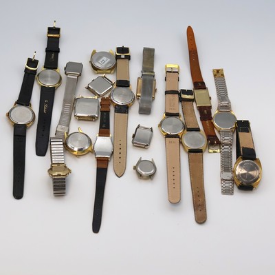 27059099c - 18 vergoldete Armbanduhren verschiedener Marken, Schweiz/Deutschland/USA, 4 x Automatik, ...