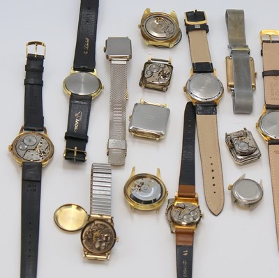 27059099e - 18 vergoldete Armbanduhren verschiedener Marken, Schweiz/Deutschland/USA, 4 x Automatik, ...