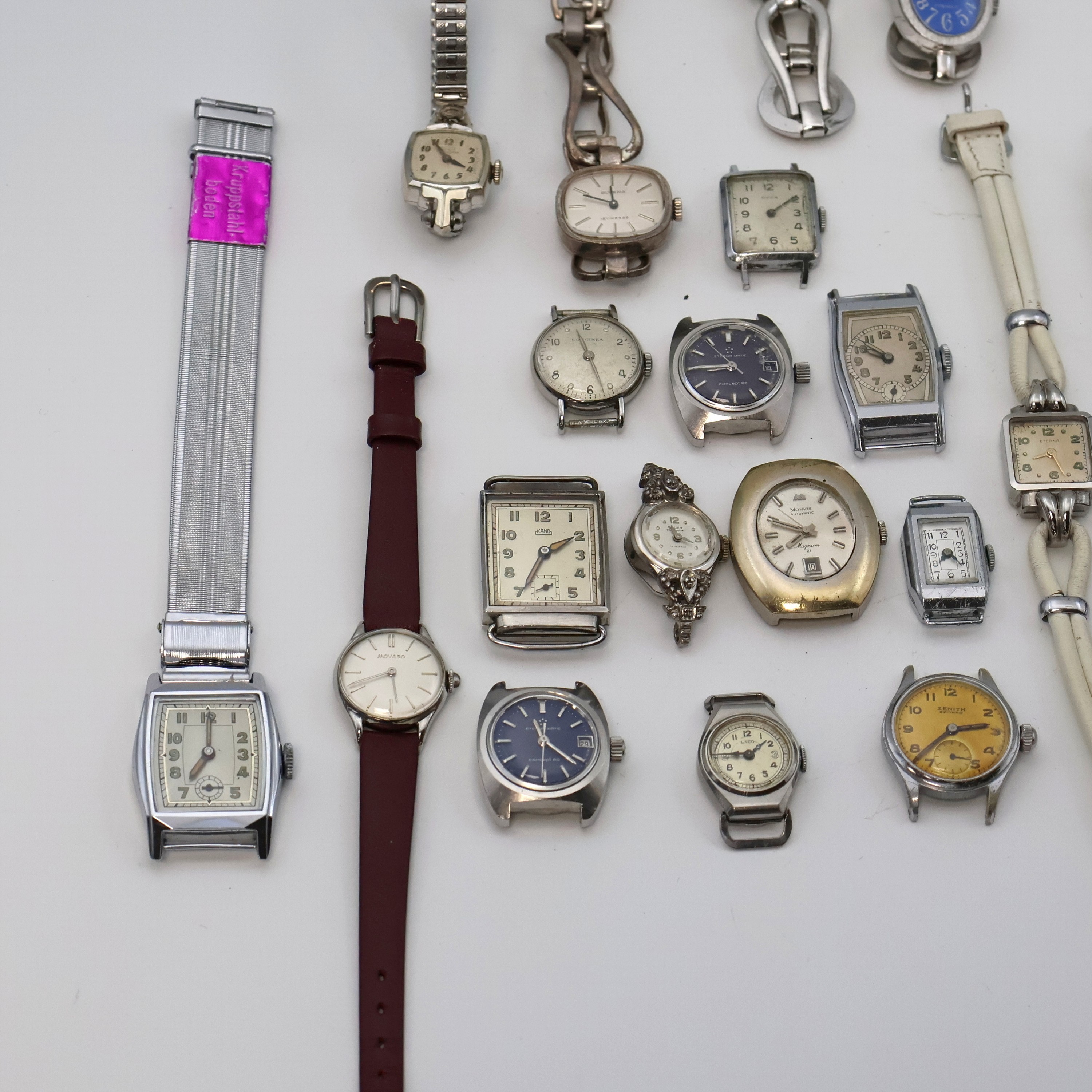 Detail a: 21 Damenarmbanduhren in Stahl/verchromt verschiedener Marken, Schweiz/Deutschland/ USA um 1930 - 1970, 3 x Automatik, 18 x Handaufzug, ...