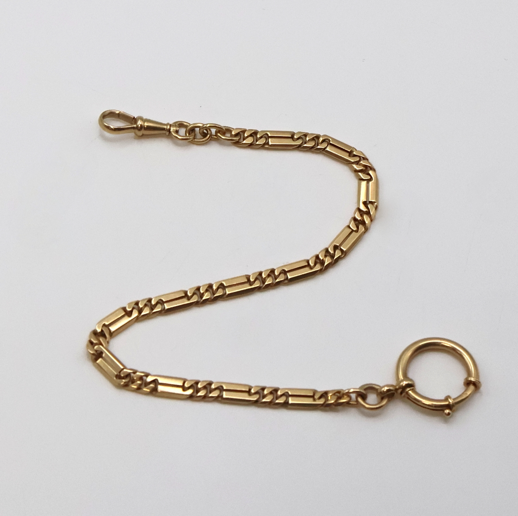 Image 27059111 - Taschenuhrkette in GG 585/000, um 1920, gleichmäßige Panzerkette m. langen ...