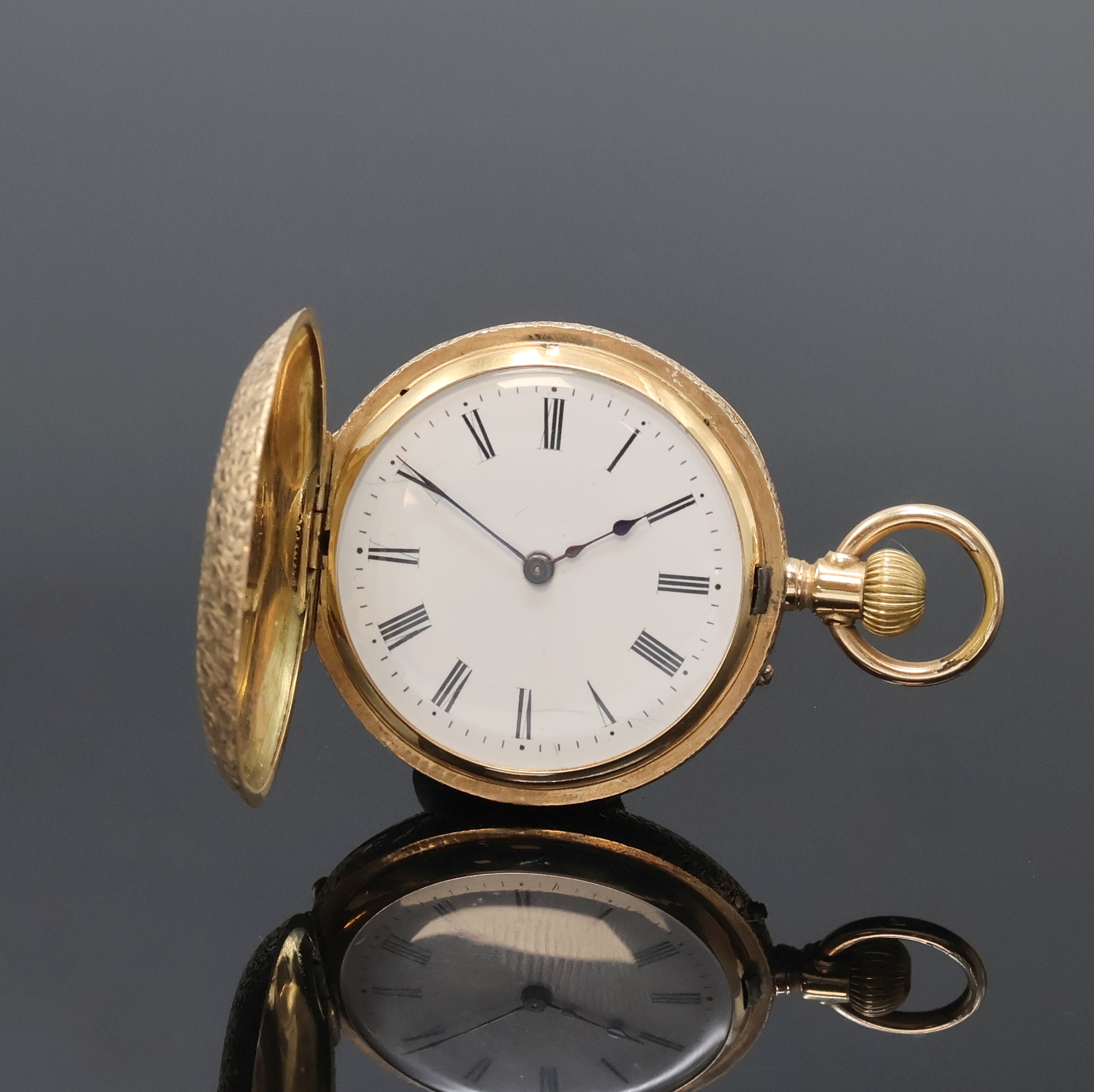 Image 27059125 - Damen-Halbsavonette in RG 585/000, Schweiz um 1890, vollgrav. 3-Deckel Goldgeh., ...