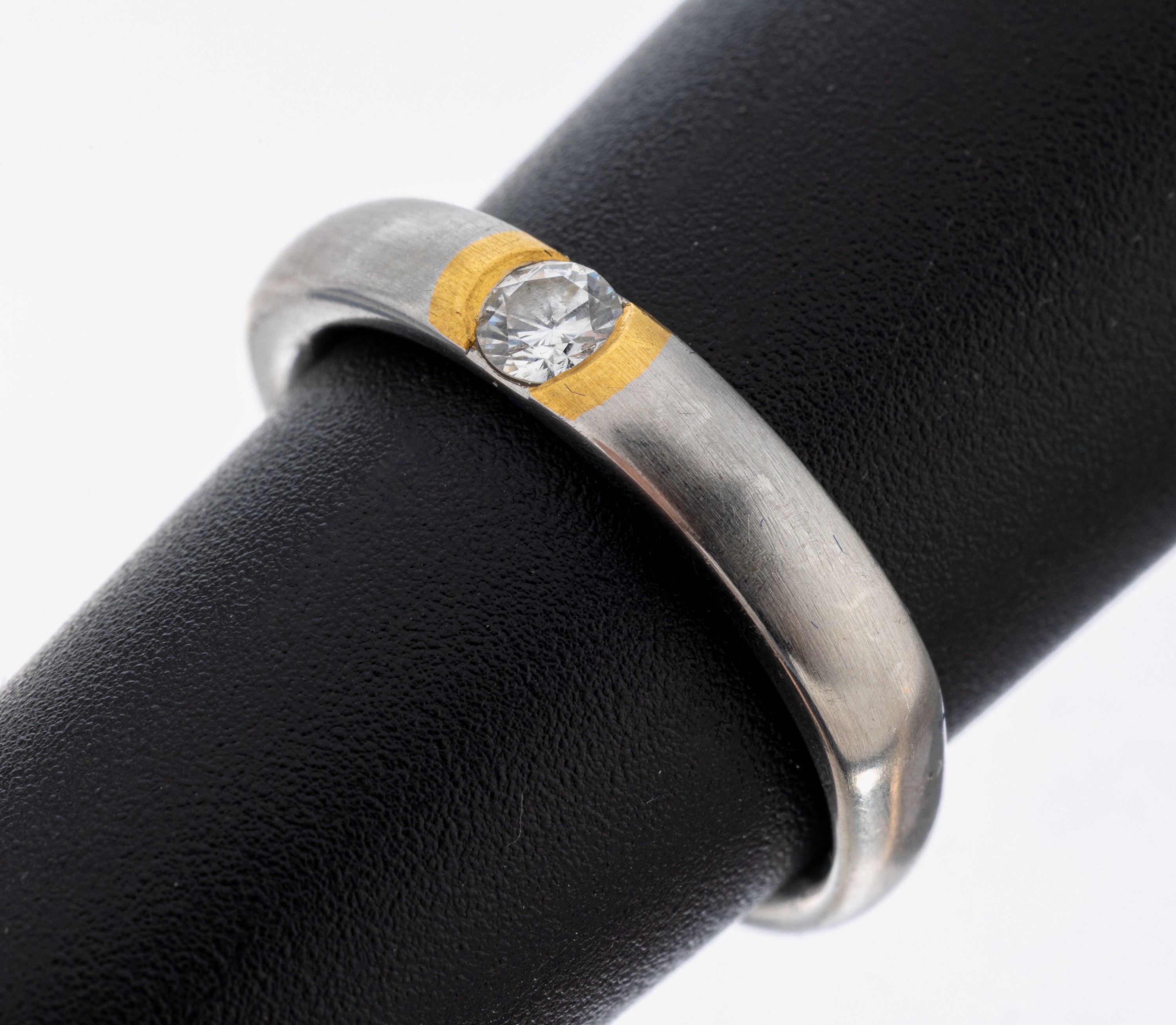 Image 27059128 - Platin Brillant-Ring, Pt 950/000, Brillant ca. 0.10 ct Weiß/si, kl. GG-Einlage, RW 49, ...