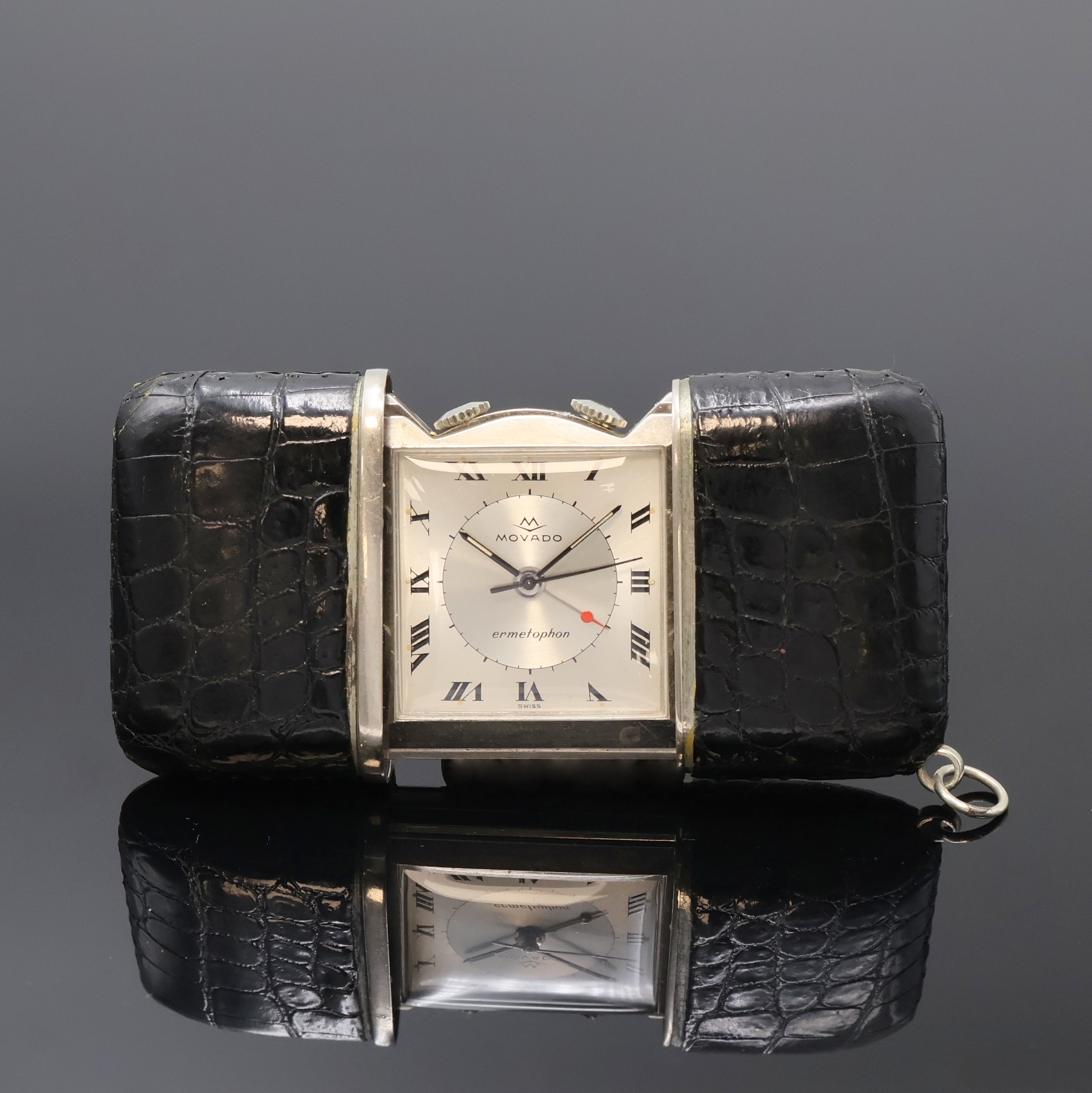 Image 27059129 - MOVADO Ermetophon Schiebeuhr mit Wecker im Nickelgehäuse, Schweiz um 1960, ...