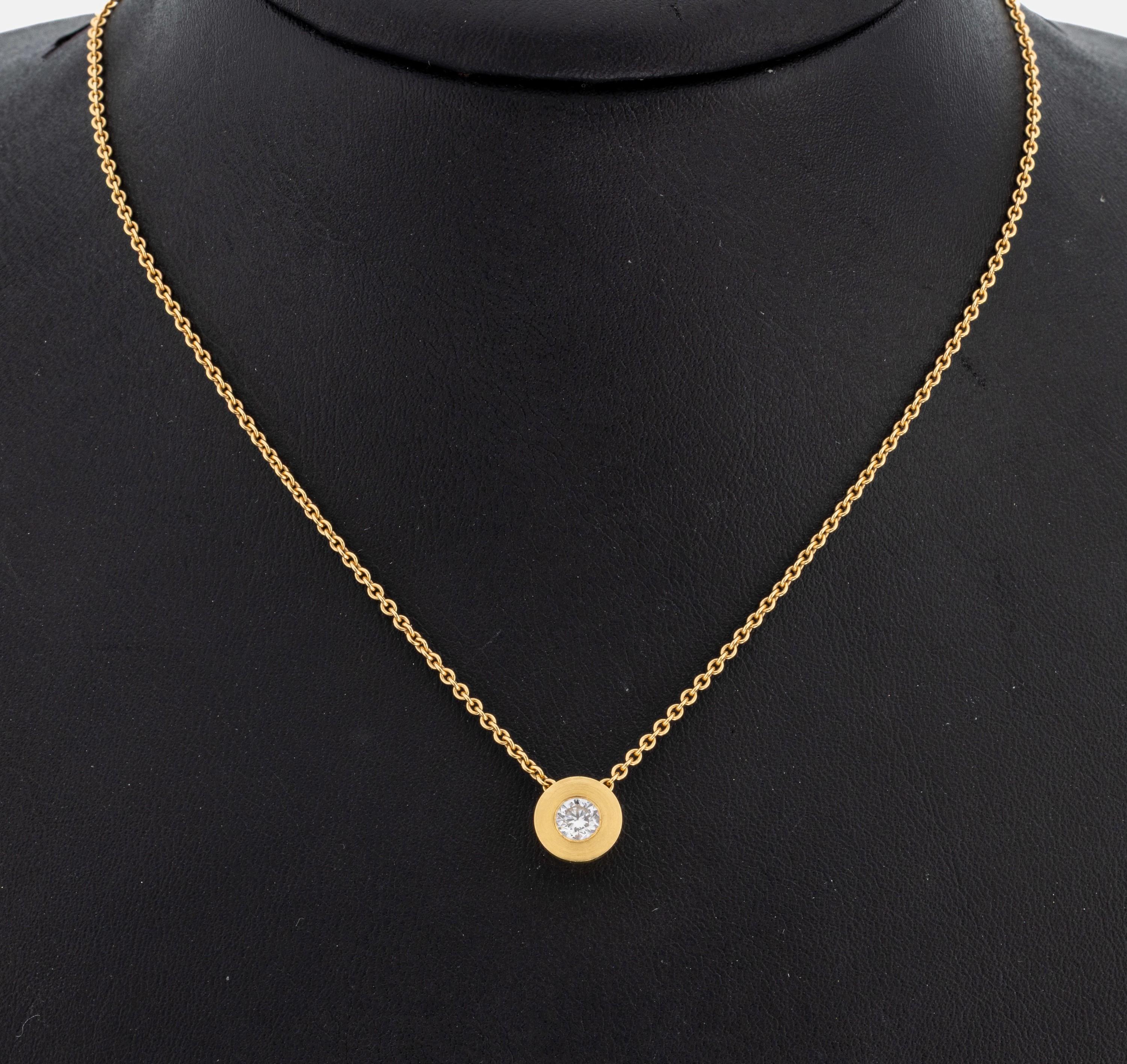 Image 27059137 - 18 kt Gold Brillant-Collier, GG 750/000, bewegl. Anhänger, Brillant 0.33 ct (grav.) ...