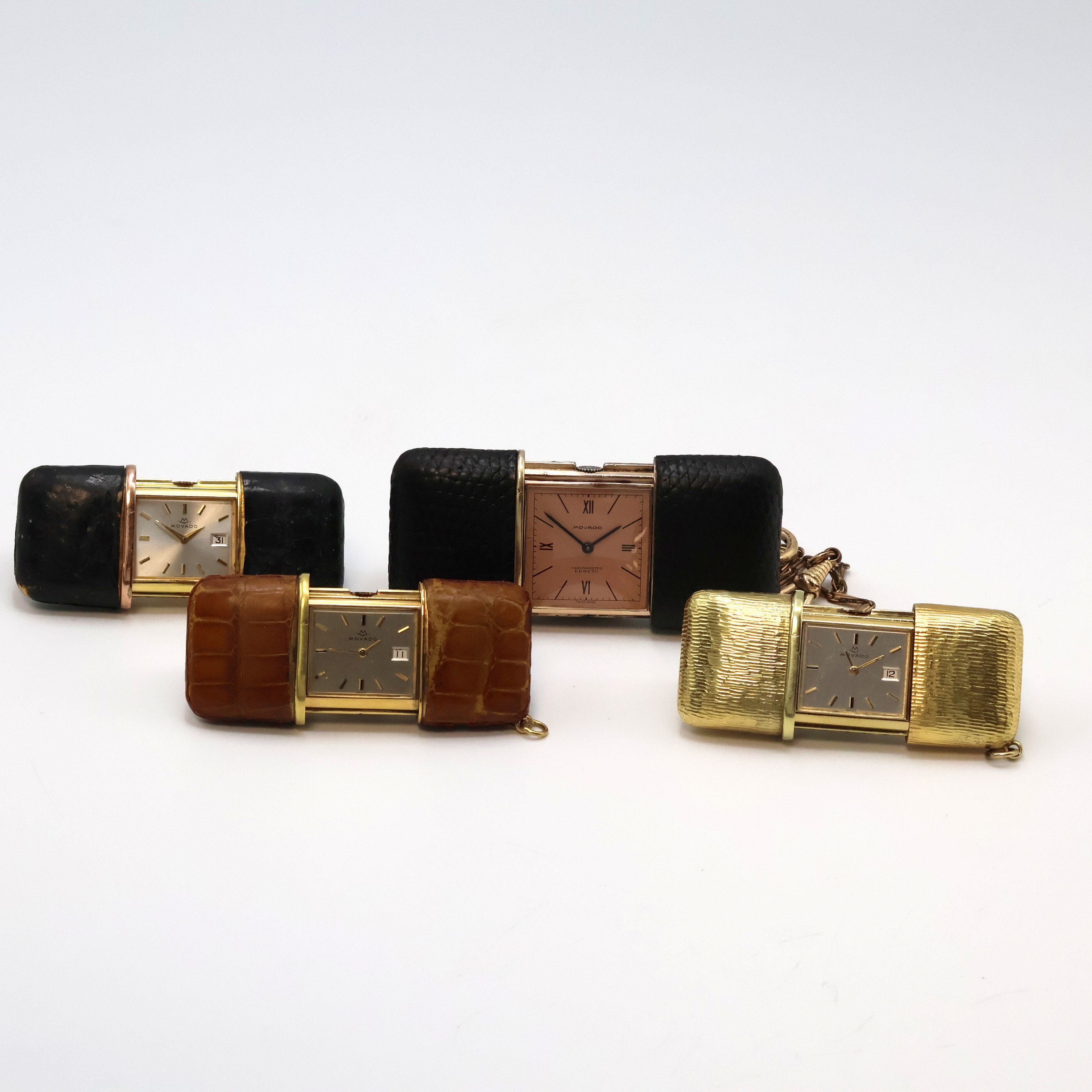 Image 27059149 - 4 Movado ERMETO gilt sliding watches, Switzerland around 1930 - 1960, shift-winding, gold ...
