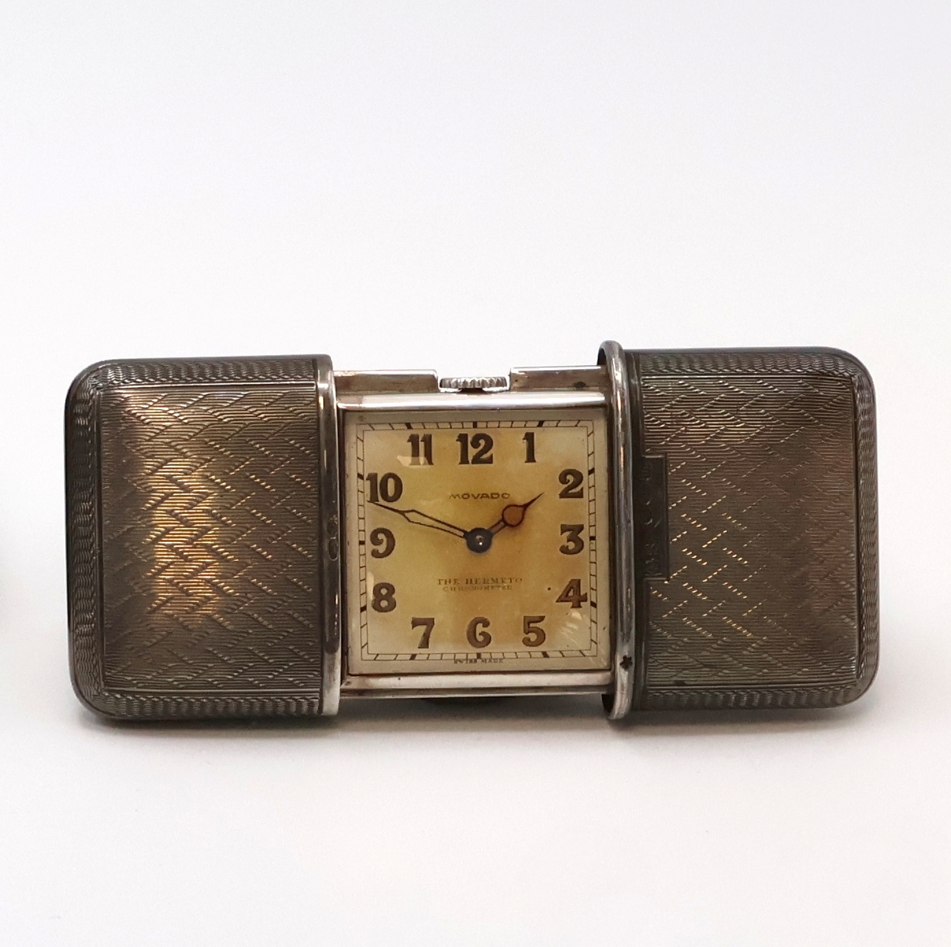 Detail c: 3 MOVADO Ermeto Schiebeührchen in Silber, Schweiz um 1930, Handaufzug, Geh. 1 x guill., 1 x Leder-bezogen, 1 x ehemals m. Leder bezogen, silb. ...