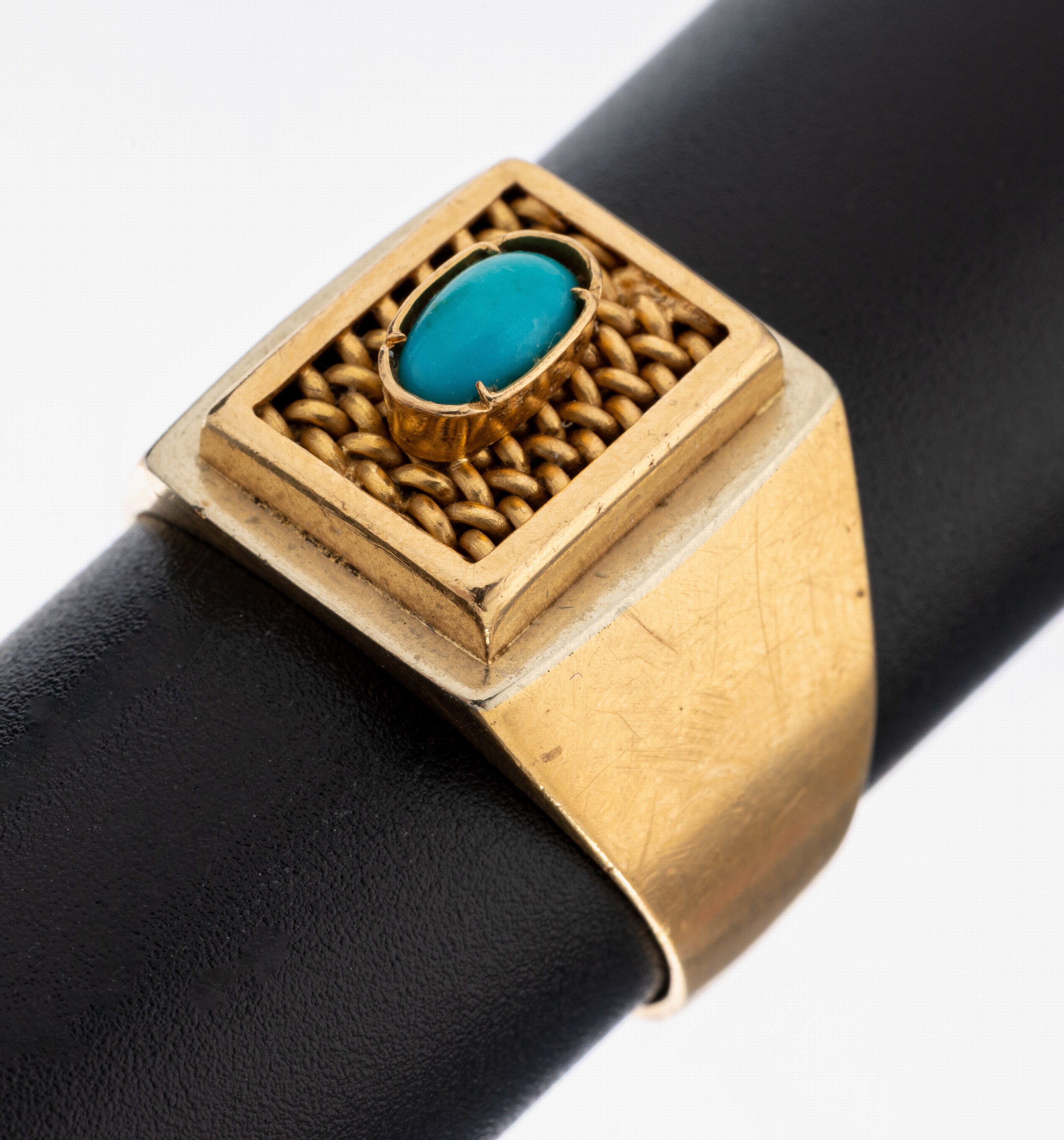 Image 27059153 - 18 kt gold turquoise-ring , YG 750/000, small oval turquoise-cabochon, ringsize 61, ...