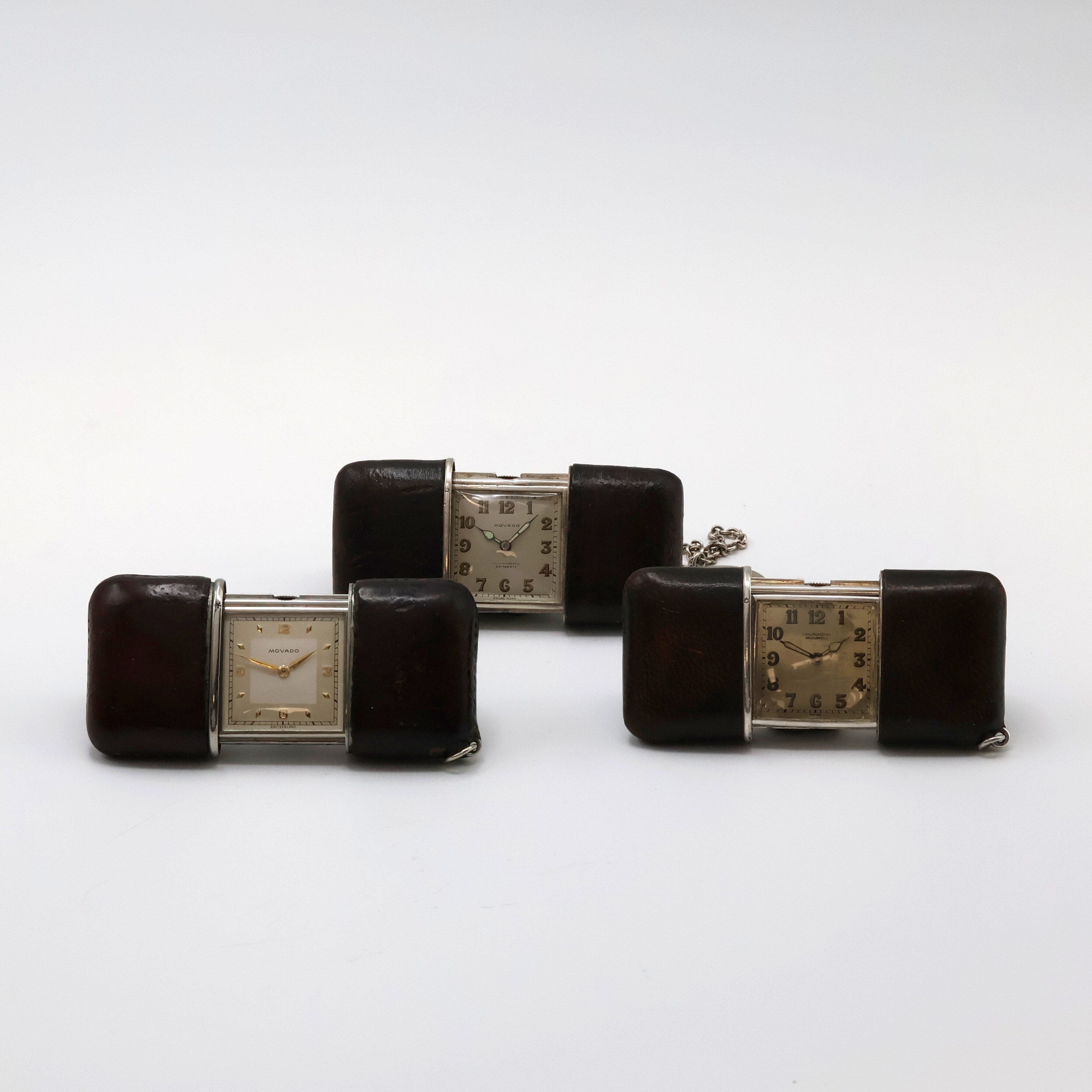 Image 27059154 - 3 MOVADO Ermeto Schiebeührchen in Silber und Nickel, Schweiz um 1930 bis 1950, alle mit ...