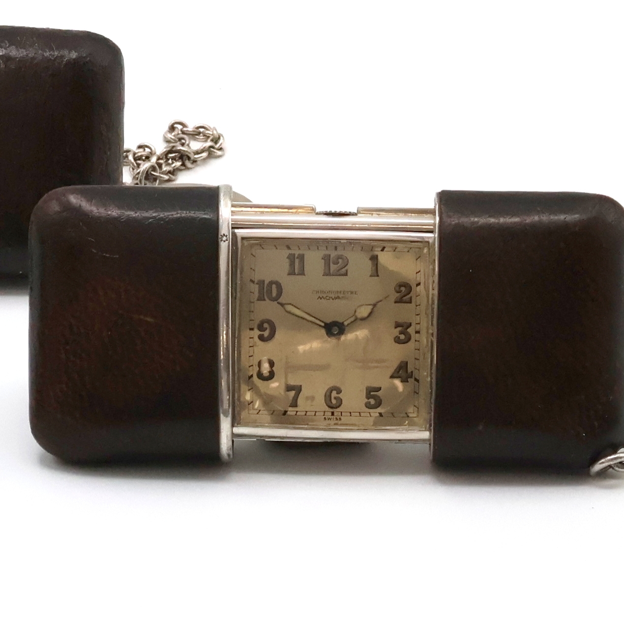 Detail b: 3 MOVADO Ermeto Schiebeührchen in Silber und Nickel, Schweiz um 1930 bis 1950, alle mit Schiebeaufzug, Leder-bezogene Geh., davon 2 in Silber, silb. ...