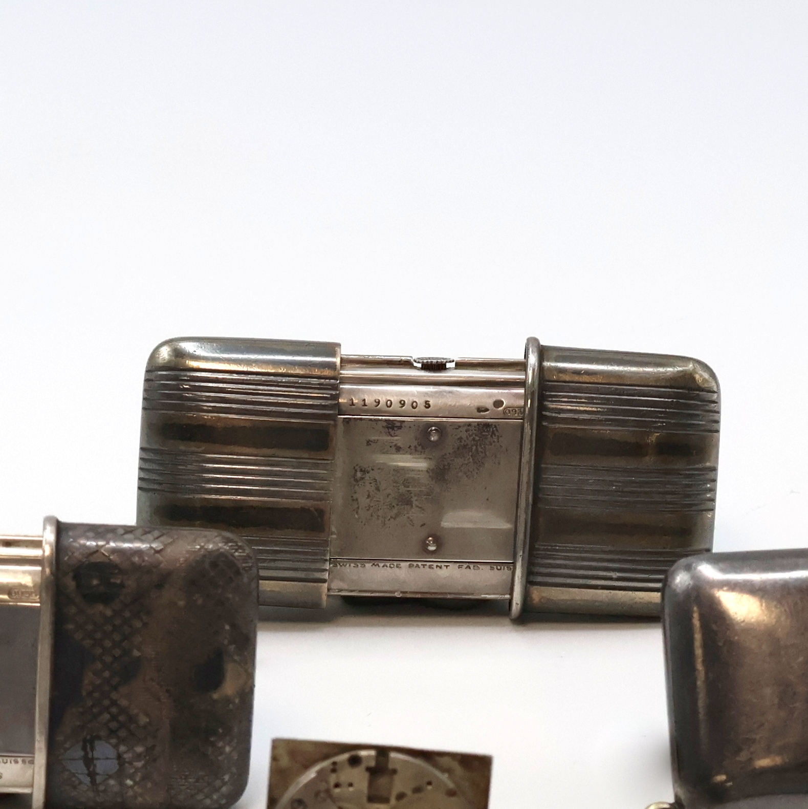 Detail f: 4 MOVADO Ermeto Schiebeührchen in Silber und eine Silberkette, Schweiz um 1930, Schiebeaufzug/Handaufzug, Geh.: 1 x Streifenguill., 1 x ehem. Tula, ...