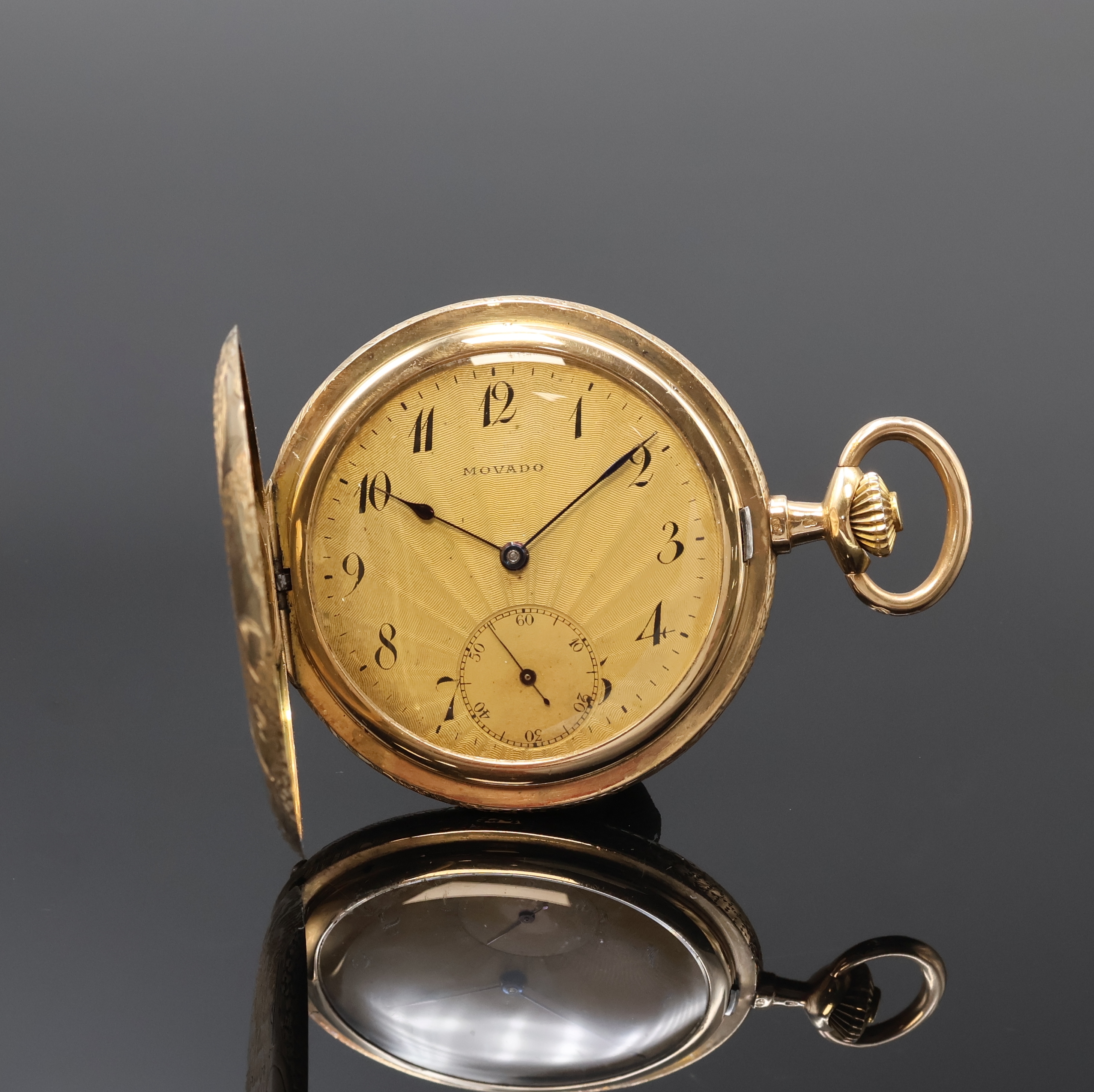 Image 27059175 - MOVADO Savonette Herrentaschenuhr in RG 585/000, Schweiz um 1930, floral graviertes ...