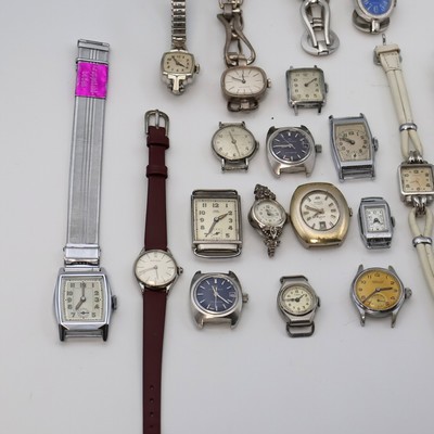 27059106a - 21 Damenarmbanduhren in Stahl/verchromt verschiedener Marken, Schweiz/Deutschland/ USA ...
