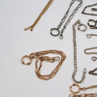 27059112b - Konvolut pocket watch chains in silver, gold plated and iron, around 1890 - 1920, 8 ...