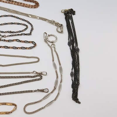 27059112c - Konvolut pocket watch chains in silver, gold plated and iron, around 1890 - 1920, 8 ...