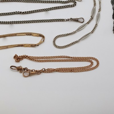 27059112d - Konvolut pocket watch chains in silver, gold plated and iron, around 1890 - 1920, 8 ...