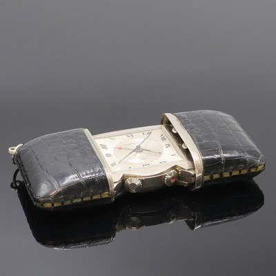 27059129c - MOVADO Ermetophon Schiebeuhr mit Wecker im Nickelgehäuse, Schweiz um 1960, ...