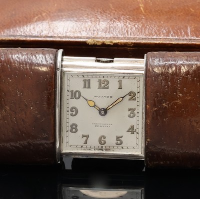 27059141a - MOVADO Ermeto in Silber im original Asprey Etui, Schweiz um 1935, Leder-bezogenes Geh. ...