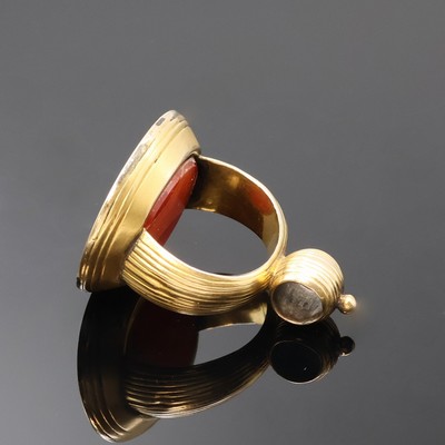 27059142q - 3 Damentaschenuhren in RG/GG 585/000 und 1 vergoldete Petschaft, Schweiz um 1840 - 1900, ...