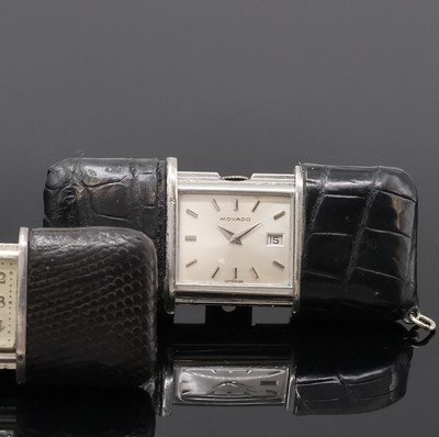 27059151b - 2 MOVADO Ermeto Schiebeührchen in Silber und Nickel, Schweiz um 1930 / 1960, ...