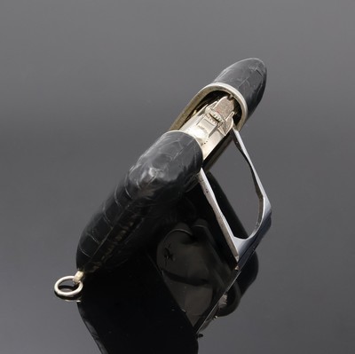 27059152b - MOVADO Ermetophon Schiebeührchen mit Wecker, Schweiz um 1960, Schiebeaufzug, Leder- ...