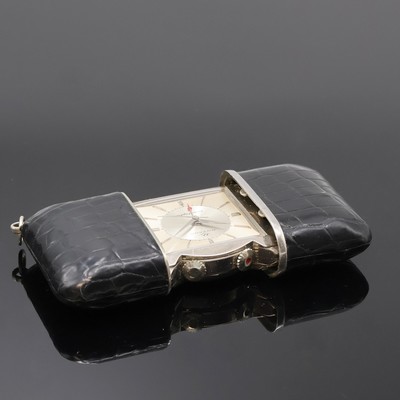 27059152c - MOVADO Ermetophon Schiebeührchen mit Wecker, Schweiz um 1960, Schiebeaufzug, Leder- ...