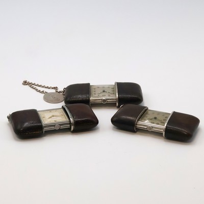 27059154d - 3 MOVADO Ermeto Schiebeührchen in Silber und Nickel, Schweiz um 1930 bis 1950, alle mit ...