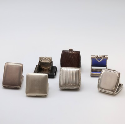 27059162c - 7 travel-watches in silver, Switzerland around 1930, manual winding, silvered dials, ...