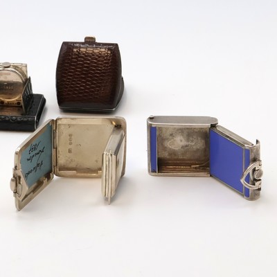 27059162e - 7 travel-watches in silver, Switzerland around 1930, manual winding, silvered dials, ...