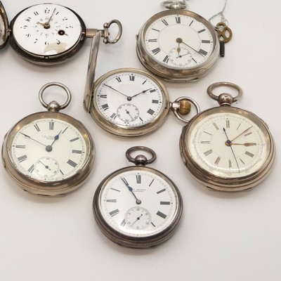 27059167b - 6 schwere Silbertaschenuhren, Schweiz/England/USA um 1808 bis 1920, 5 x ...