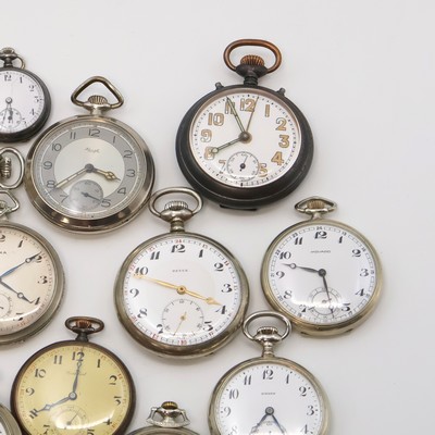 27059169b - 12 Nickel-/Eisen-Taschenuhren verschiedener Marken, Schweiz/Deutschland um 1880 bis ...