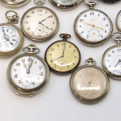 27059169c - 12 Nickel-/Eisen-Taschenuhren verschiedener Marken, Schweiz/Deutschland um 1880 bis ...