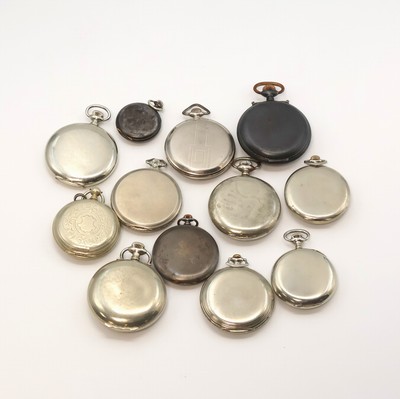 27059169d - 12 Nickel-/Eisen-Taschenuhren verschiedener Marken, Schweiz/Deutschland um 1880 bis ...