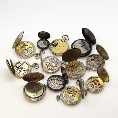 27059169e - 12 Nickel-/Eisen-Taschenuhren verschiedener Marken, Schweiz/Deutschland um 1880 bis ...